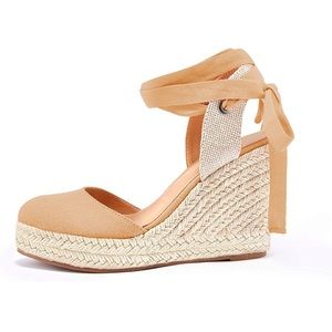NWOT Espadrilles wrap strap closed toe Sandals 8.5